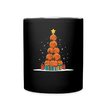 Basketball Christmas Xmas Tree Team Sports Dunk - Full Colour Mug - black - Front
