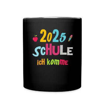 Schulkind 2025 Junge Mädchen Einschulung 2025 Deko - Tasse einfarbig - Schwarz - Vorne