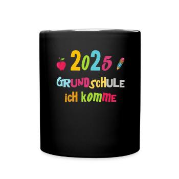 Schulkind 2025 Junge Mädchen Einschulung 2025 Deko - Tasse einfarbig - Schwarz - Vorne