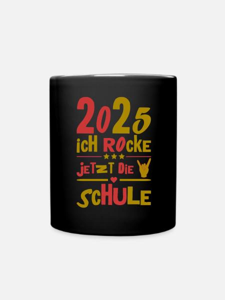Schulkind 2025 Junge Mädchen Einschulung 2025 Deko - Tasse einfarbig - Schwarz