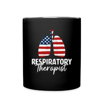 Inhalothérapeute USA Drapeau Santé pulmonaire Drôle - Mug uni - noir - Devant