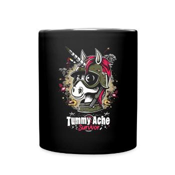 Lustiges Einhorn Meme Bauchschmerzen - Tasse einfarbig - Schwarz - Vorne