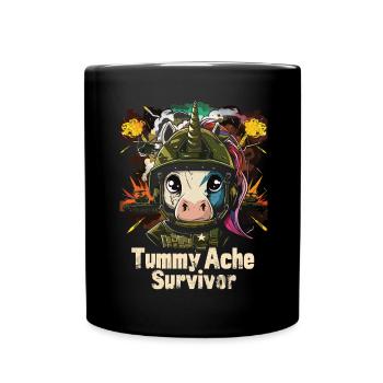 Funny Unicorn Meme Stomach Ache - Full Colour Mug - black - Front