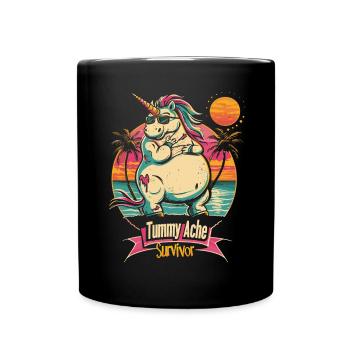 Funny Unicorn Meme Stomach Ache - Full Colour Mug - black - Front