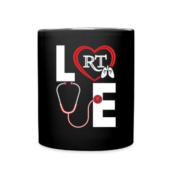 Love Funny Respiratory Therapy Pulmonologist Peds - Full Colour Mug - black - Front