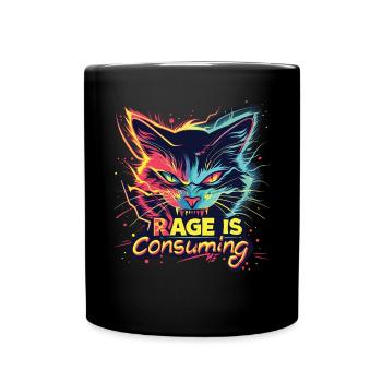 Cat Rage Consumes Me Humor Meme - Full Colour Mug - black - Front