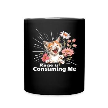 Cat Rage Consumes Me Humor Meme - Full Colour Mug - black - Front