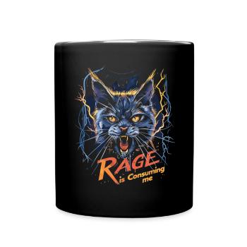 Cat Rage Consumes Me Humor Meme - Tasse einfarbig - Schwarz - Vorne