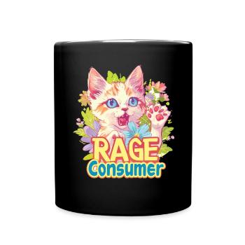 Cat Rage Consumes Me Humor Meme - Full Colour Mug - black - Front