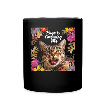 Cat Rage Consumes Me Humor Meme - Full Colour Mug - black - Front