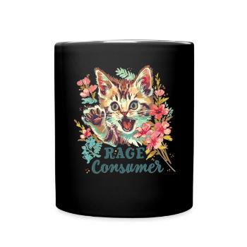Cat Rage Consumes Me Humor Meme - Full Colour Mug - black - Front