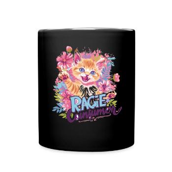 Cat Rage Consumes Me Humor Meme - Full Colour Mug - black - Front