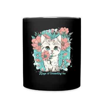 Cat Rage Consumes Me Humor Meme - Full Colour Mug - black - Front