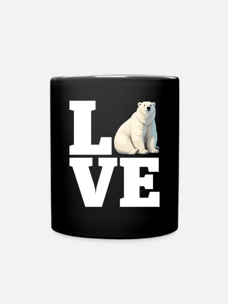 Liebe Lustig Eisbär Weiß Meeressäuger Arktis - Tasse einfarbig - Schwarz