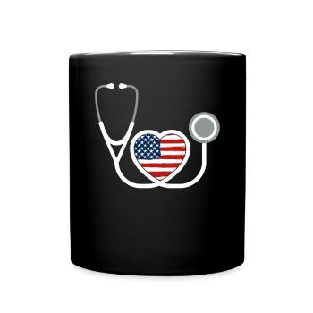 Correctional Nurse USA Flag Jail Nursing - Full Colour Mug - black - Front