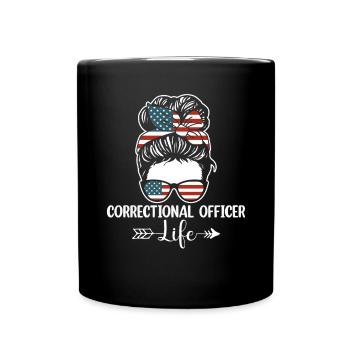 Correctional Officer Life Messy Bun Warden Law - Full Colour Mug - black - Front