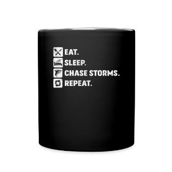 Manger dormir Chasser les tempêtes Répéter Météorologie amusante - Mug uni - noir - Devant