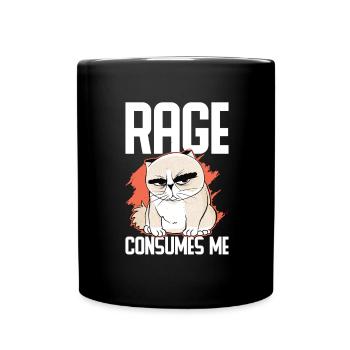 Cat Fat Fat Cat Humor Meme - Full Colour Mug - black - Front