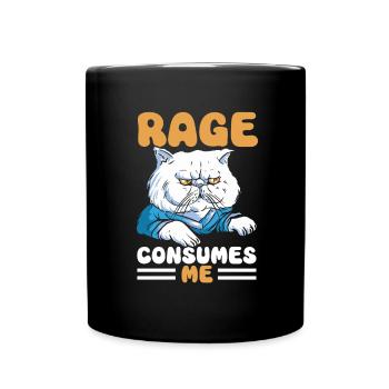 Cat Fat Fat Cat Humor Meme - Full Colour Mug - black - Front