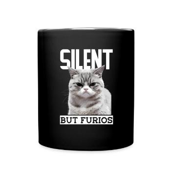 Cat Fat Fat Cat Humor Meme - Full Colour Mug - black - Front