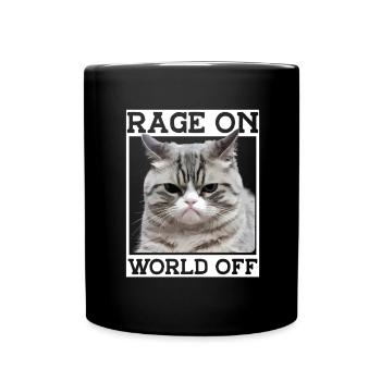 Cat Fat Fat Cat Humor Meme - Full Colour Mug - black - Front
