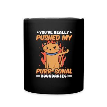 Cat Fat Fat Cat Humor Meme - Full Colour Mug - black - Front