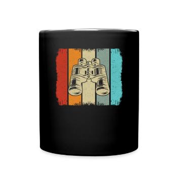 Lustige Ferngläser Retro Feldbrille Vogelbeobachtung - Tasse einfarbig - Schwarz - Vorne
