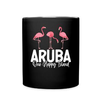 Aruba One Happy Island Dutch Caribbean Dushi Bida - Full Colour Mug - black - Front