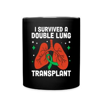 Double Lung Transplant White Ribbon Lung Organ - Full Colour Mug - black - Front