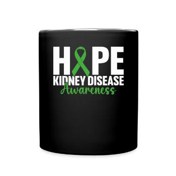 Hope Kidney Disease Green Ribbon Kidney Cancer - Full Colour Mug - black - Front