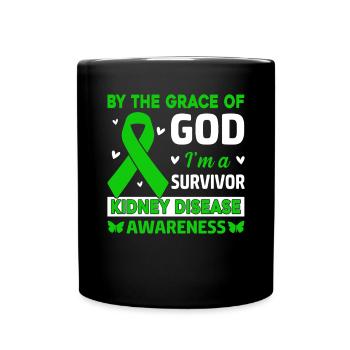 Durch die Gnade Gottes bin ich ein Überlebender Green Ribbon - Tasse einfarbig - Schwarz - Vorne