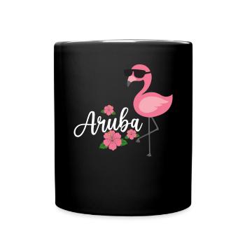 Aruba Bonaire Curacao Funny Flamingo Beach dutch - Full Colour Mug - black - Front