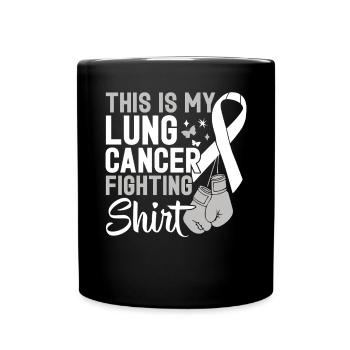 C’est mon ruban blanc de lutte contre le cancer du poumon - Mug uni - noir - Devant