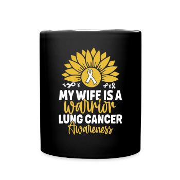 Ma femme est une guerrière Cancer du poumon Ruban blanc - Mug uni - noir - Devant