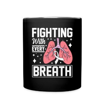 Lung Cancer White Ribbon Pulmonary Carcinoma Lung - Full Colour Mug - black - Front