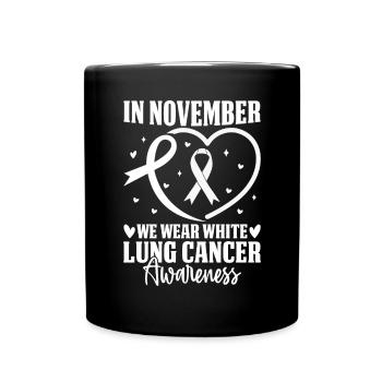 En novembre, nous portons un ruban blanc Cancer du poumon - Mug uni - noir - Devant
