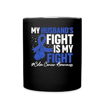 Le combat de mon mari est mon combat Blue Ribbon Colon - Mug uni - noir - Devant