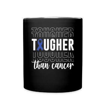 Tougher Than Cancer Blue Ribbon Bowel Colon - Full Colour Mug - black - Front