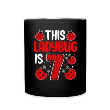 Funny Ladybug 7th Birthday Girl Entomology Insect - Full Colour Mug - black - Front