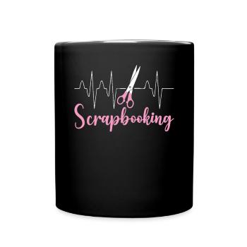 Scrapbooking Funny Heartbeat Hobbyist Handmade - Full Colour Mug - black - Front