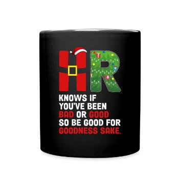 Fête de Noël drôle Les RH savent si vous avez été mauvais - Mug uni - noir - Devant