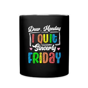 Happy Friday Fri Yay Teacher School Meme - Full Colour Mug - black - Front