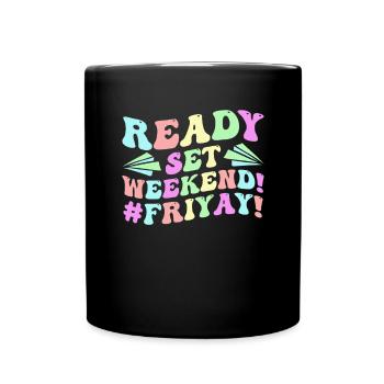 Happy Friday Fri Yay Teacher School Meme - Full Colour Mug - black - Front