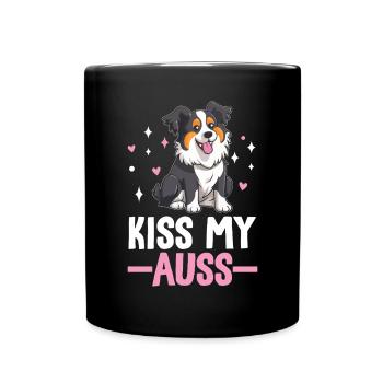Kiss My Aussie Funny Australian Shepherd Aussie - Full Colour Mug - black - Front