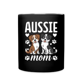 Aussie Mom Australian Shepherd Funny Aussie Dog - Full Colour Mug - black - Front