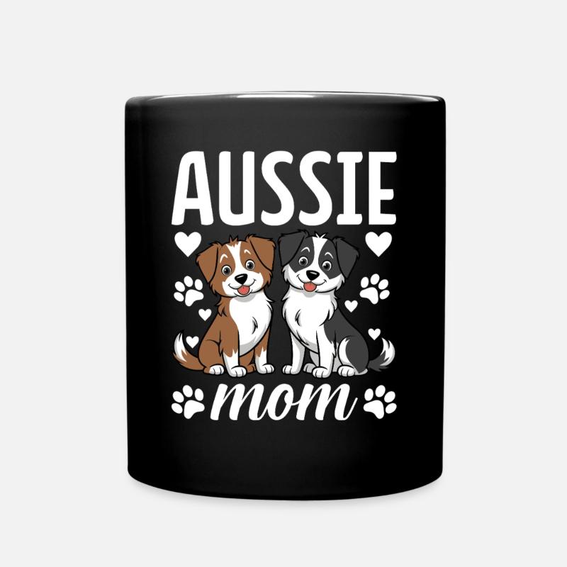 Aussie Mama Australian Shepherd Lustiger Aussie Hund - Tasse einfarbig - Schwarz