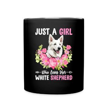 Just A Girl Who Loves Her White Shepherd Funny - Full Colour Mug - black - Front