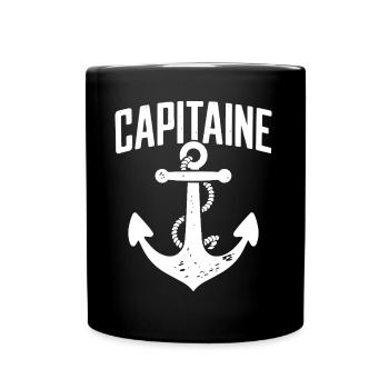Capitaine – Design marin vintage et original - Mug uni - noir - Devant
