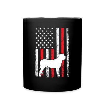 Mastiff USA Flag Large Dog Funny Mastiff Herding - Full Colour Mug - black - Front