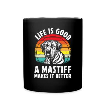 Life Is Good A Mastiff Makes It Better Retro - Full Colour Mug - black - Front
